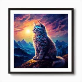 Cat In The Mountains Art Print