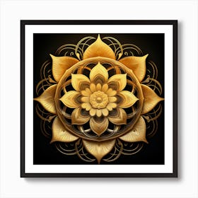 Golden Lotus Flower 1 Art Print