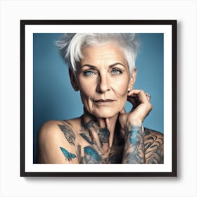 Old Woman With Tattoos Art Print