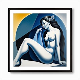 Nude blue 1 Art Print