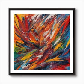 Expressive Abstract Composition In Oil Crayon Art Print