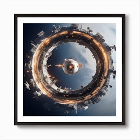 The Whole Earth Has Been Transformed Into A Metalica Space Station, Show The Earth View From The Moon As If You Are Watching Earth From The Moon And Taking Photography (6) Art Print