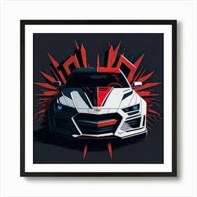 Car Red Artwork Of Graphic Design Flat (44) Art Print