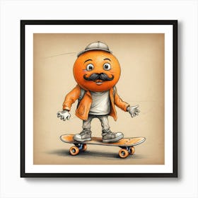 Orange Skateboarder 2 Art Print