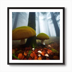 Mushrooms In The Forest Art Print