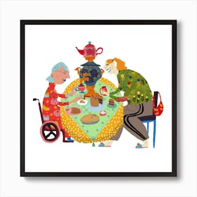 Grandmas Tea Party Square Art Print