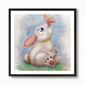 Bunny With Butterfly Art Print