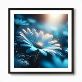 Blue Daisies Wallpaper Art Print