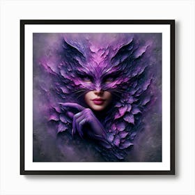 Purple Cat Woman Art Print