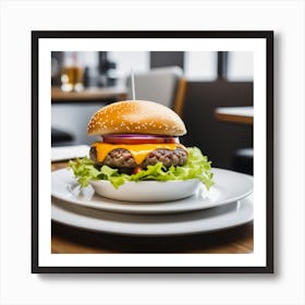 Hamburger In A Restaurant 1 Art Print