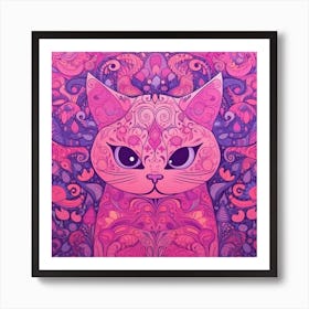 Sarramedj Pattern Pink Cat B63f6643 1bf6 4cc1 9f2e B611bc58ea7e Art Print