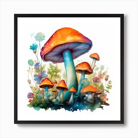 Mushrooms And Flowers 48 Art Print