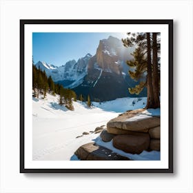 Snowy Mountain Landscape Art Print