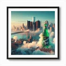 Detroit Skyline Vernors Pop Art Print