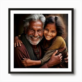 Indian Father And His Daughter Art Print