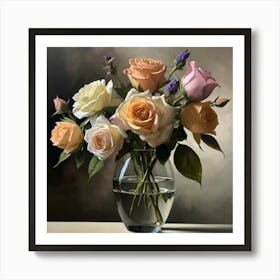 Roses In A Vase Art Print