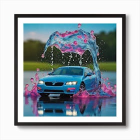 Car Splashing Water Art Print