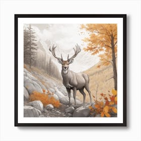 Deer In The Woods Art Print