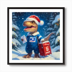 Dino Santa Art Print