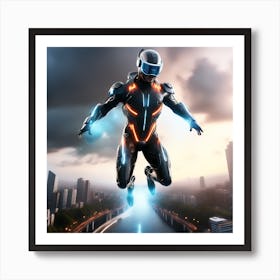 Futuristic Man Flying Art Print