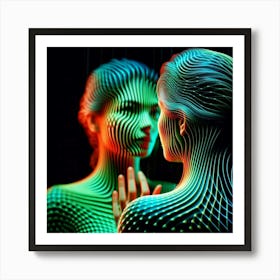 Holographic Woman Art Print