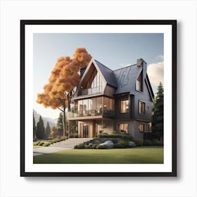 Modern House In The Countryside Art Print