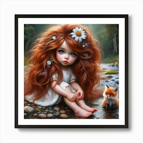 Little Girl With Fox Art Print