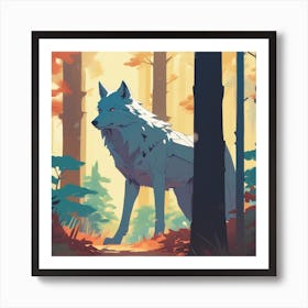 Wolf In The Woods 39 Art Print