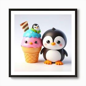 Ice Cream Penguins 3 Art Print