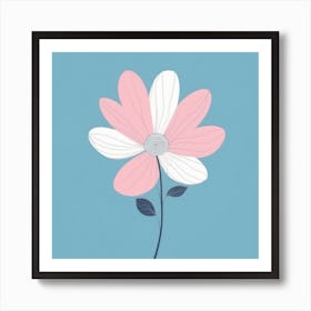 A White And Pink Flower In Minimalist Style Square Composition 212 Art Print