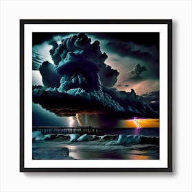 Lightning Storm at Sea Art Print