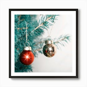 Christmas Ornaments On A Tree Art Print