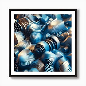 An Abstract Artwork Of Blue Aluminum Extrusion In A Warm Light. Art Print