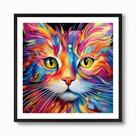 Colorful Cat Painting 2 Art Print