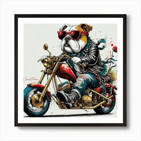 Rockabilly Bulldog Biker II. Art Print