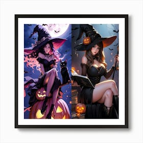 Halloween Witches Art Print