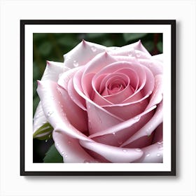 Pink Rose With Water Droplets Art Print