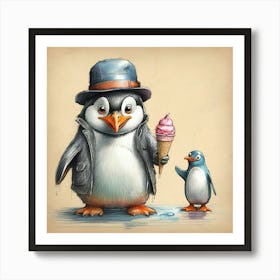 Ice Cream Penguins Art Print