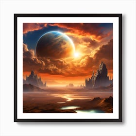 A Painting Of A Sunset With Clouds In The Sky Art Print