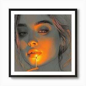 Girl Holding A Candle Art Print