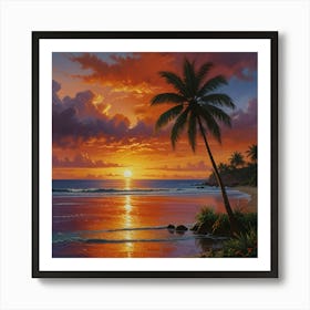 Sunset At The Beach 11 Art Print