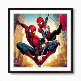 Spider - Man And Spider - Woman Art Print