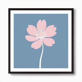 A White And Pink Flower In Minimalist Style Square Composition 707 Art Print