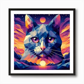 Cinnamon Low Poly Cat Art Print