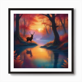 Deer In The Forest 3 Art Print