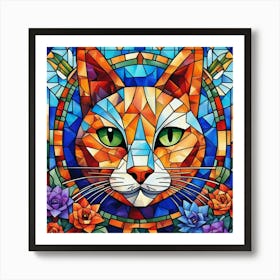 Stained Glass Cat Art Print