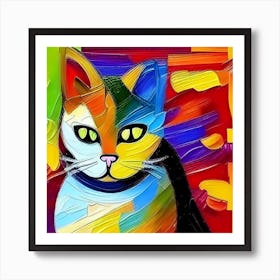 Colorful Cat Painting 1 Art Print