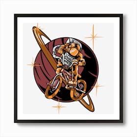 Astronaut Riding A Bike Art Print