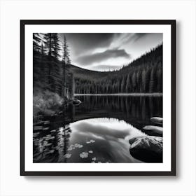 Black And White Lake 2 Art Print