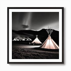 Teepees At Night 16 Art Print